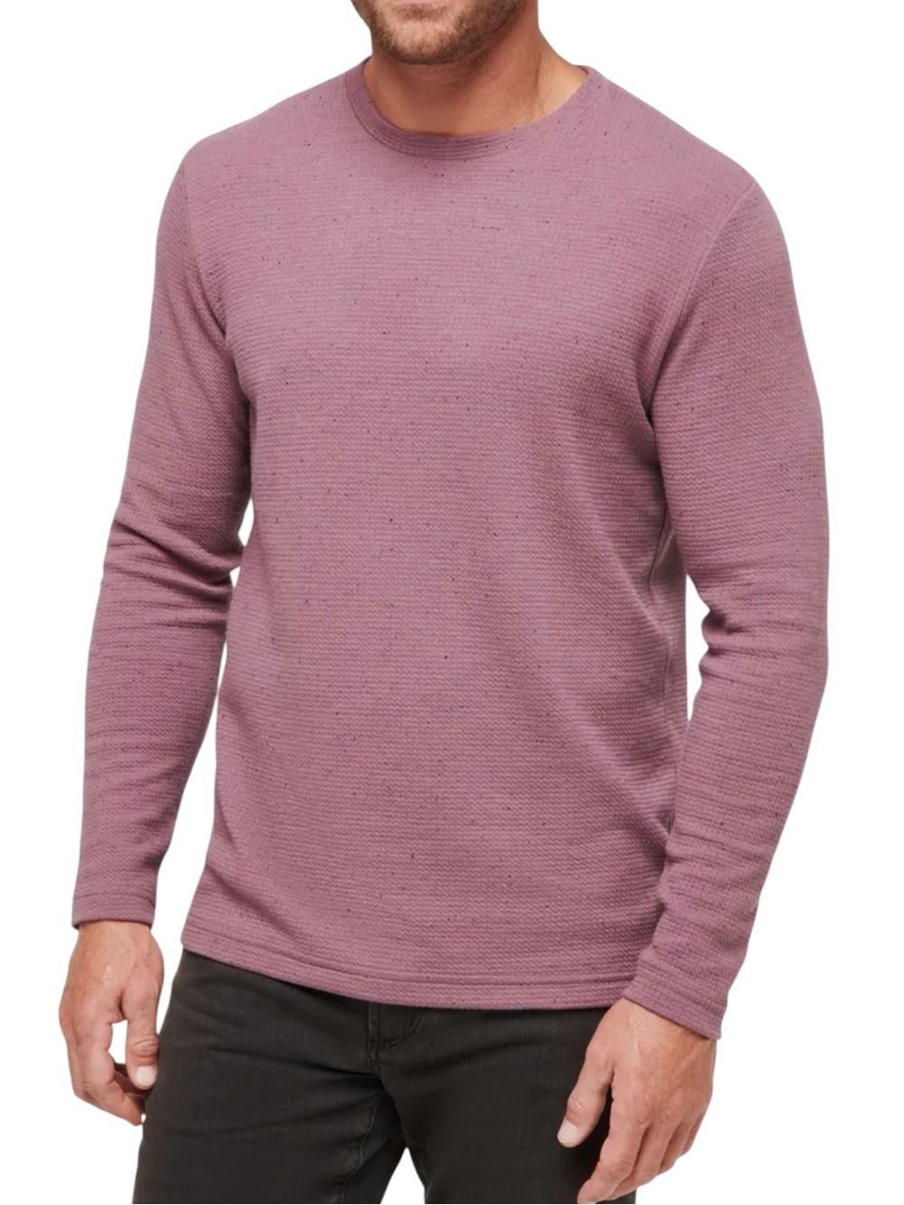 TravisMathew Cloud Waffle Crewneck Tee Size XL Flint Long Sleeve Pullover